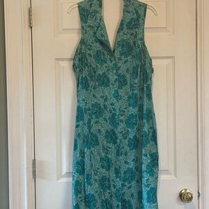 Expressions Teal Floral Midi Dress